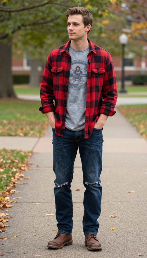 5. The Flannel Shirt Over a Graphic Tee