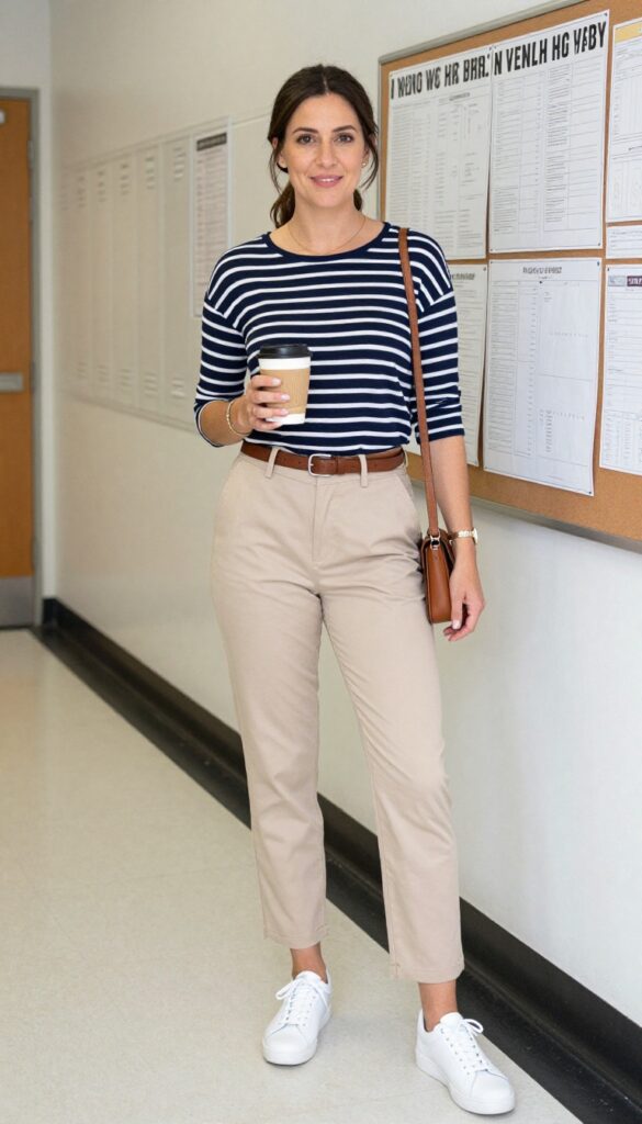 2. Striped Breton Top with Chinos
