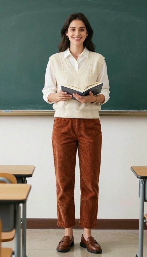 6. Sweater Vest + Button-Down + Corduroy Pants