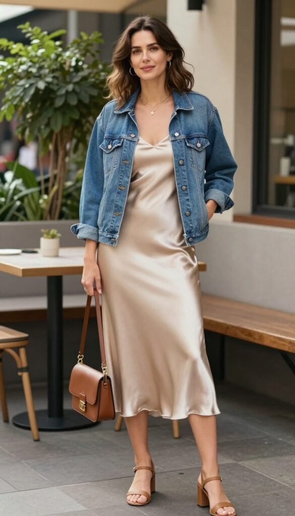 5. The Denim Jacket Over a Slip Dress