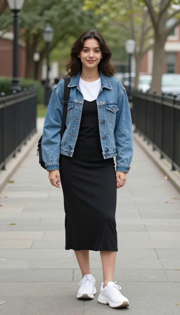 6. Slip Dress + T-Shirt + Sneakers