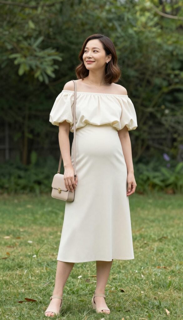 7. Off-Shoulder Top with A-Line Skirt