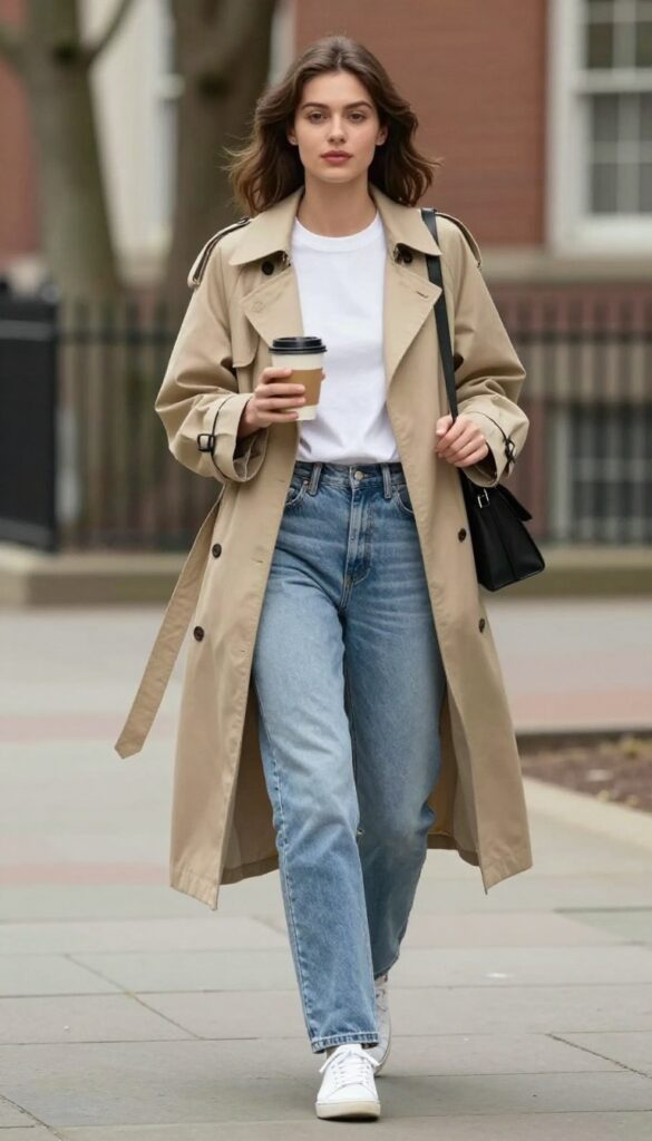 9. Lightweight Trench Coat Over a Simple Outfit