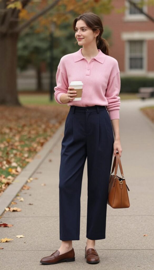 11. Knit Polo with Pleated Trousers
