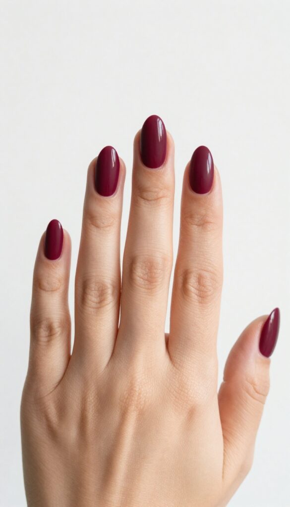 Cranberry matte nails with glossy tips