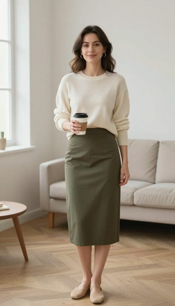 7. A Midi Skirt and a Cozy Sweater