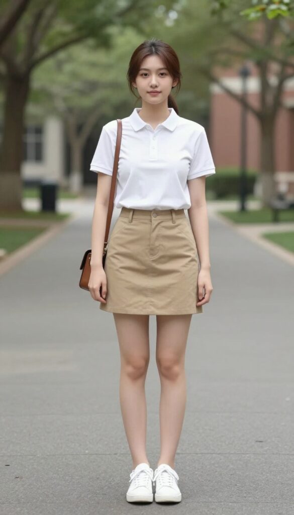 9. Polo Shirt and A-Line Skirt