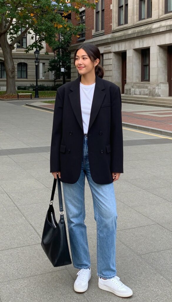 4. Oversized Blazer and Straight-Leg Jeans