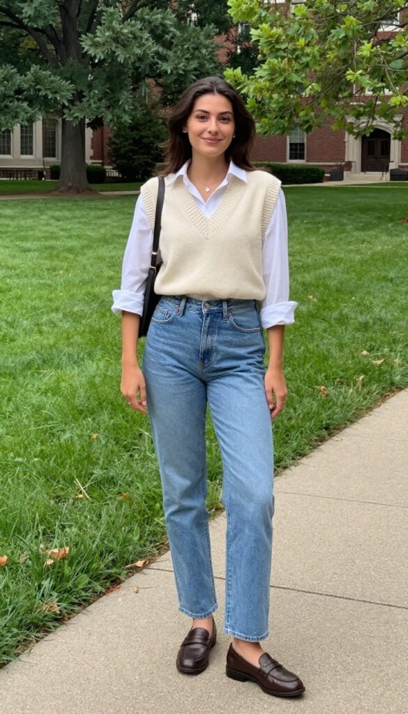 8. Sweater Vest and White Button-Down