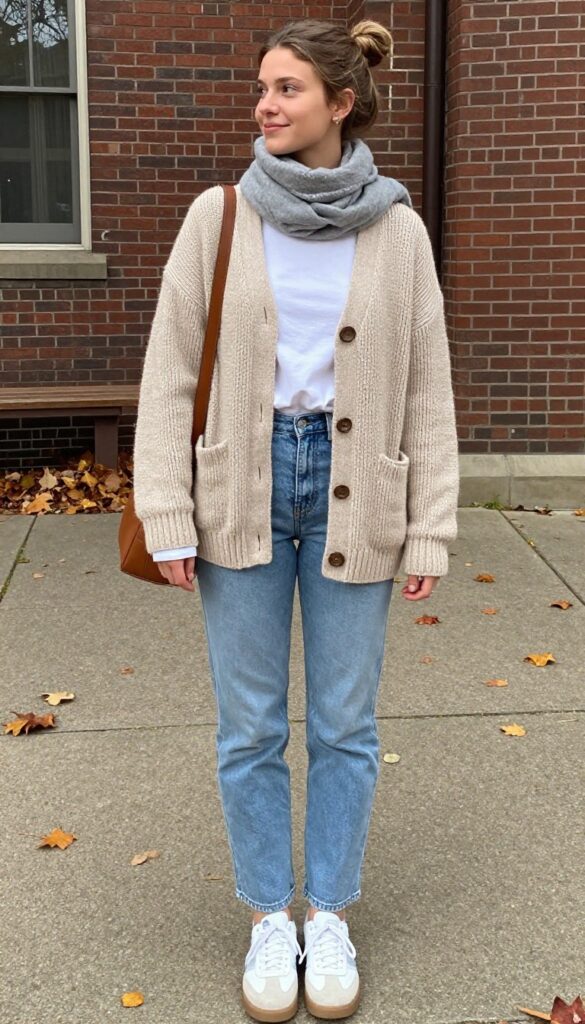 6. Cardigan and Jeans
