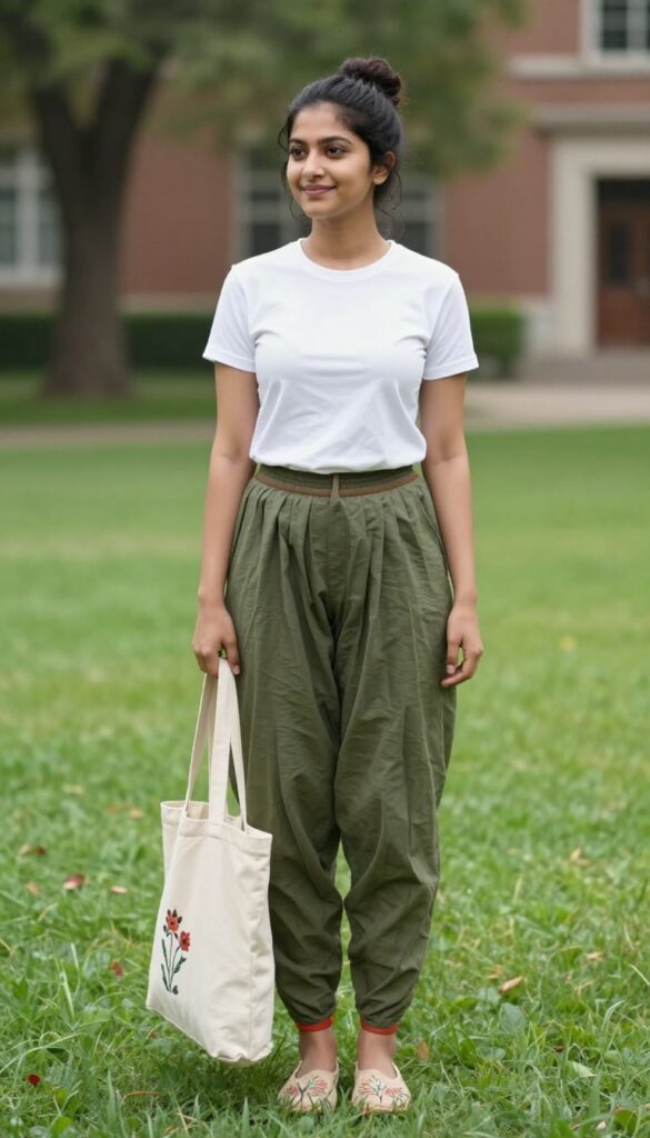 8. Dhoti Pants with a Basic Tee and Juttis