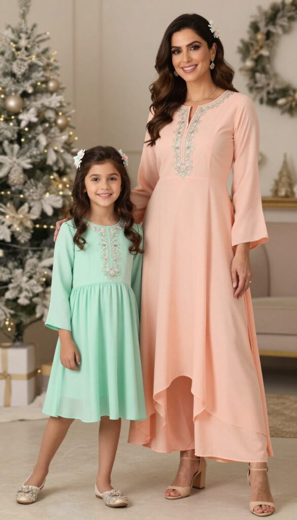 4. Peach and Mint Green Indo-Western Dresses