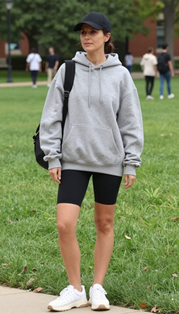 9. Hoodie and Biker Shorts