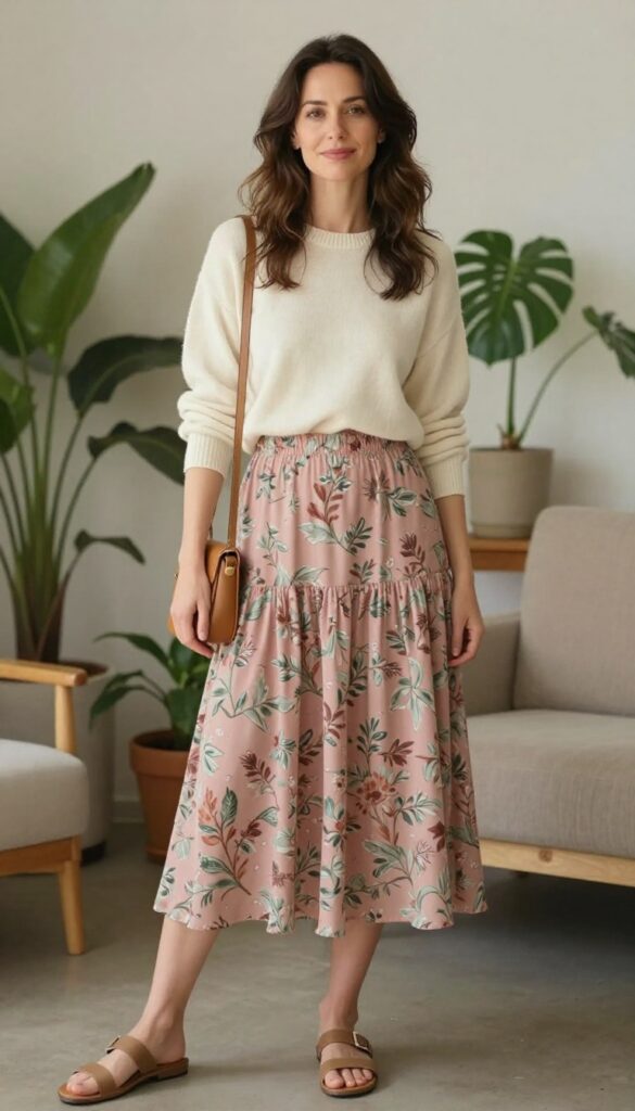 5. Midi Skirt with a Cropped Sweater