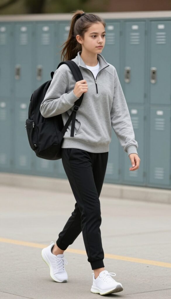 13. Quarter-Zip Pullover + Joggers + Running Shoes