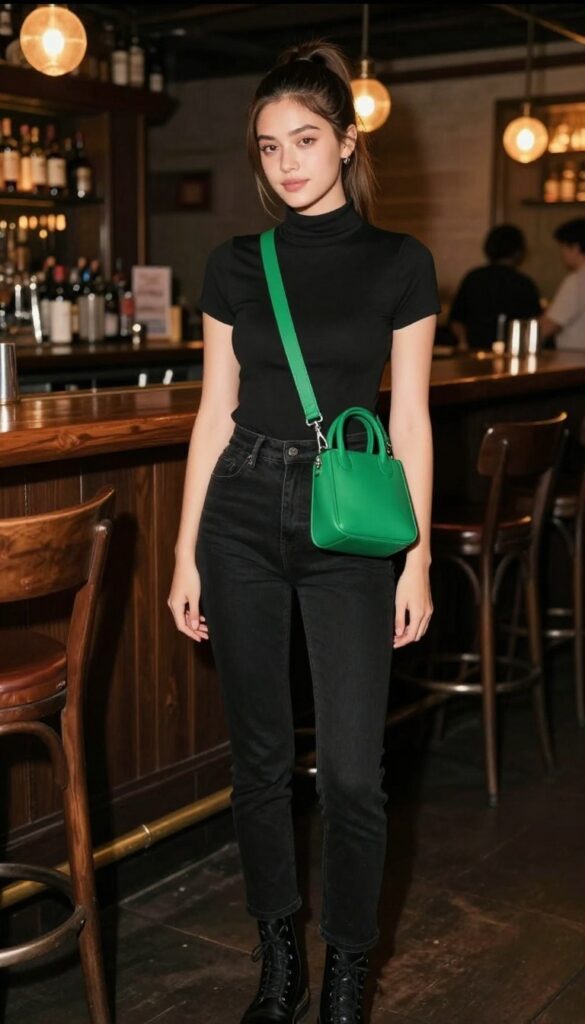 10. All-Black with a Pop of Color