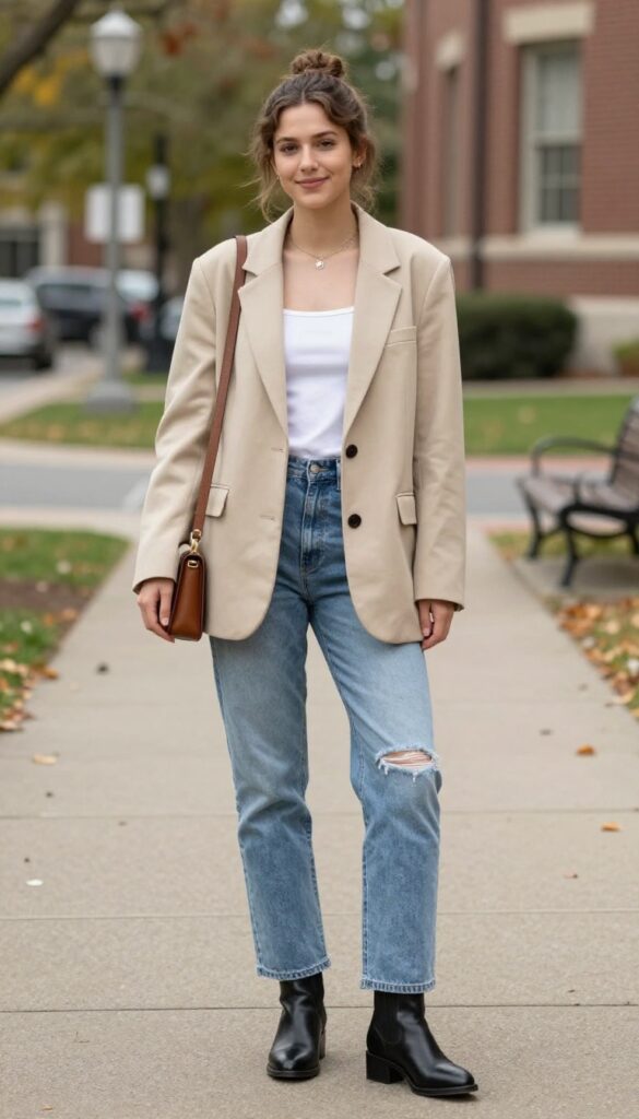 12. Blazer and Distressed Jeans