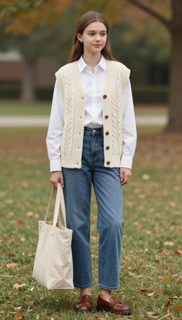 5. Knit Vest and Button-Down Shirt