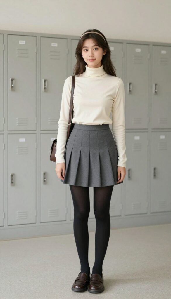 9. Turtleneck with a Pleated Skirt