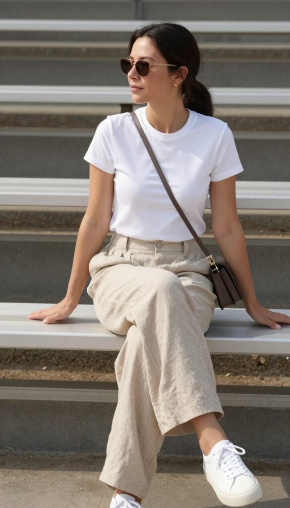 8. Wide-Leg Cropped Pants with a Fitted Tee
