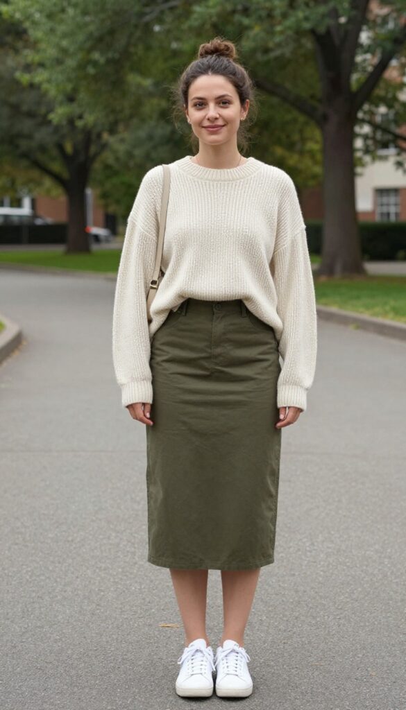 7. Midi Skirt and a Chunky Sweater