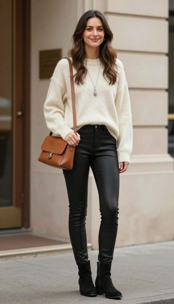 9. The Cashmere Sweater and Leather Leggings