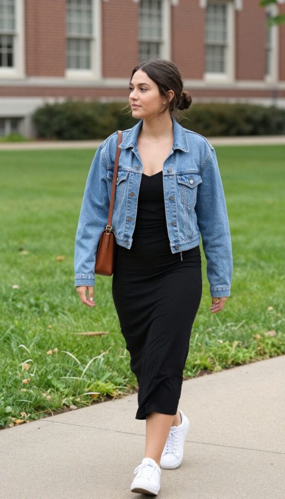 3. Denim Jacket Over a Slip Dress