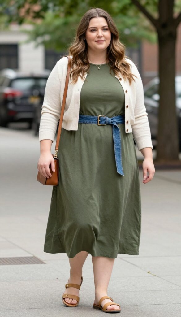 14. Maxi Dress with a Denim Belt