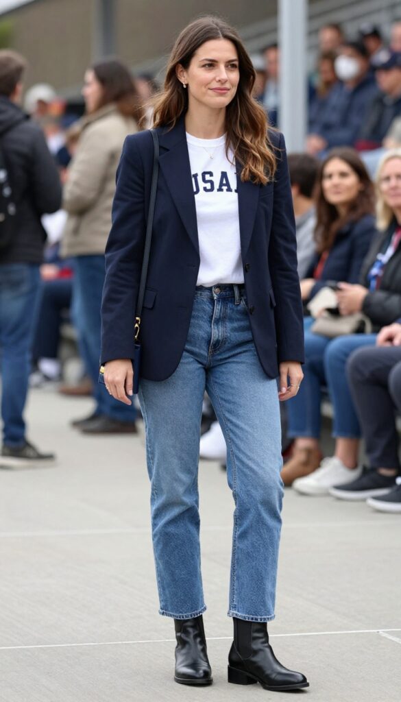 7. Blazer & Jeans with Team Tee