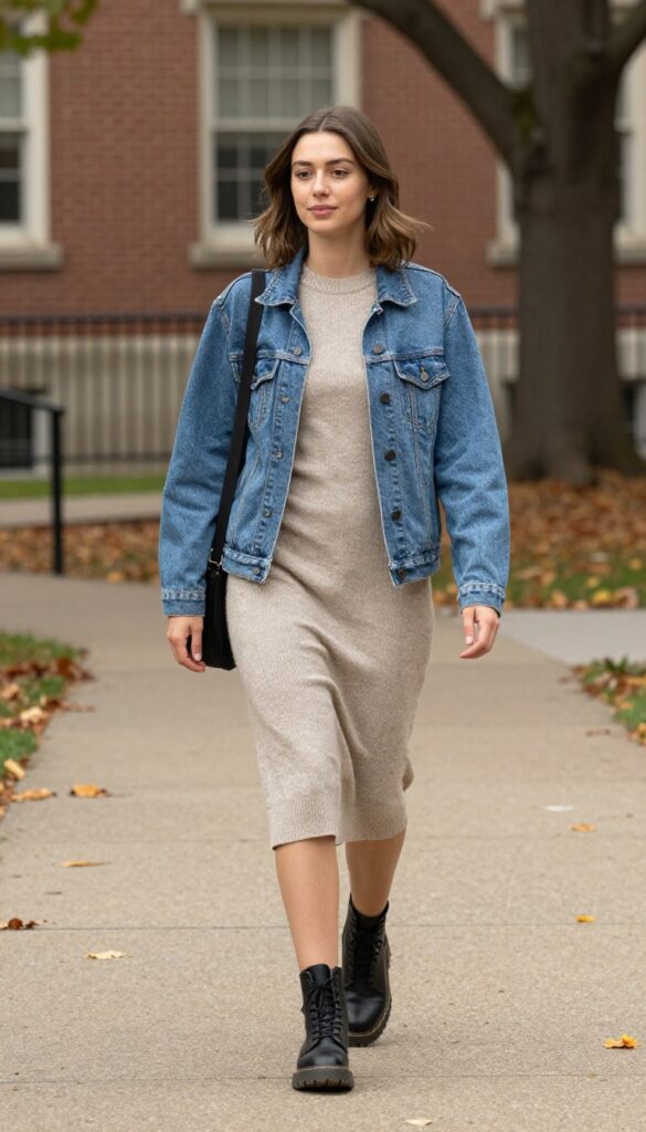 11. Knit Dress and Combat Boots