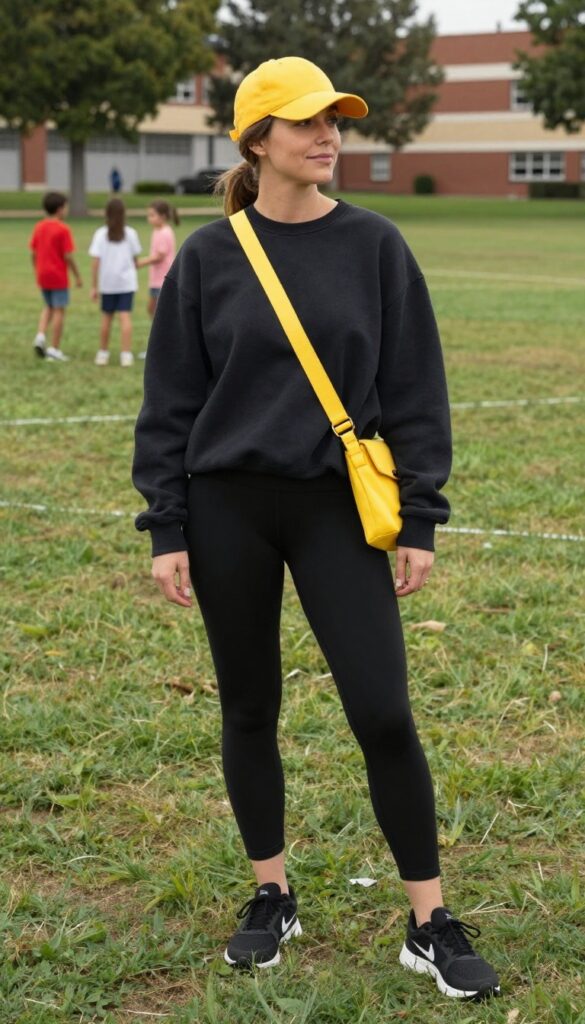 15. All-Black Outfit with a Pop of Color in Accessories
