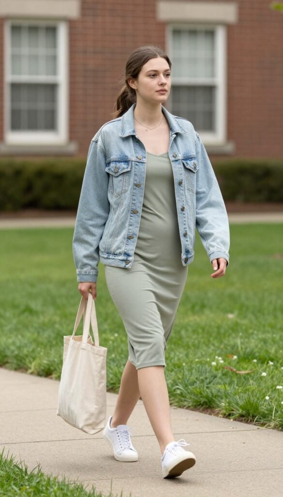 2. Denim Jacket over a Slip Dress