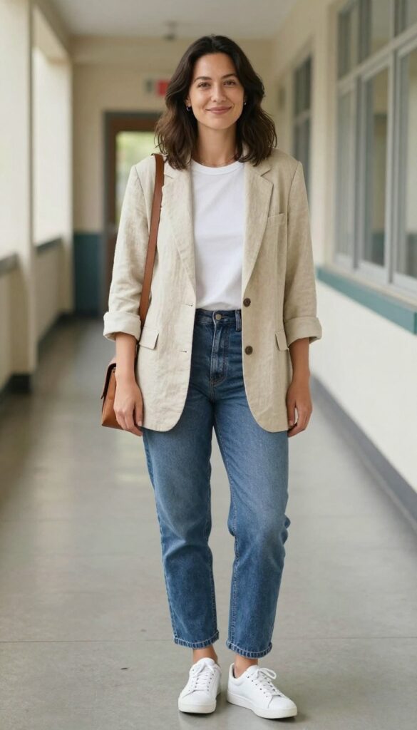 1. Oversized Blazer with Straight-Leg Jeans