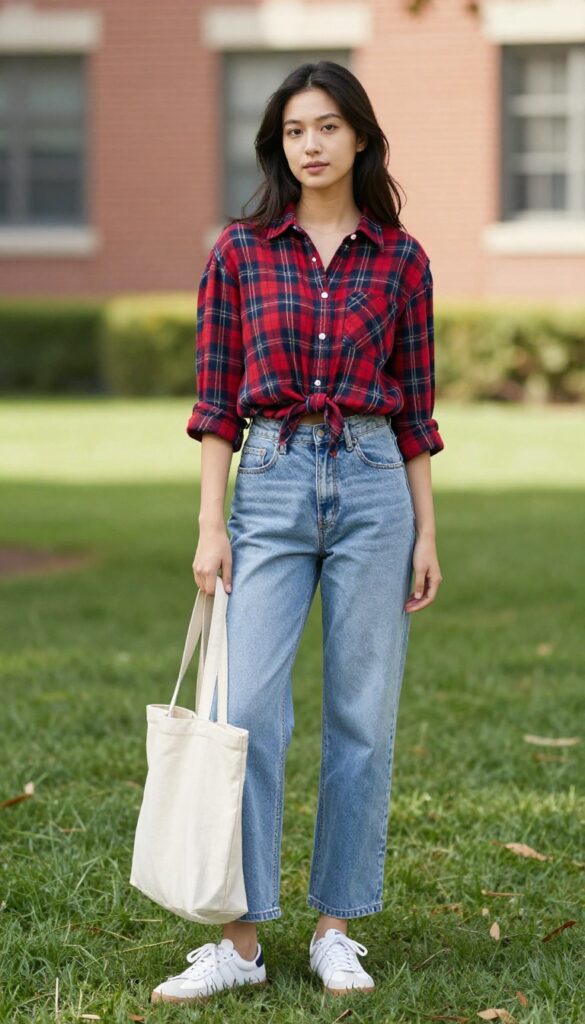 3. Button-Down Shirt & Mom Jeans