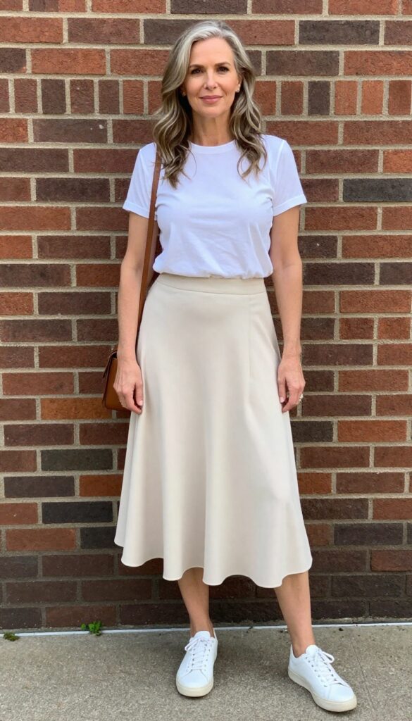 4. The Midi Skirt and Tee Combo