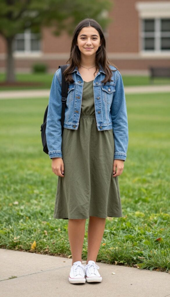 5. Midi Dress and a Denim Jacket