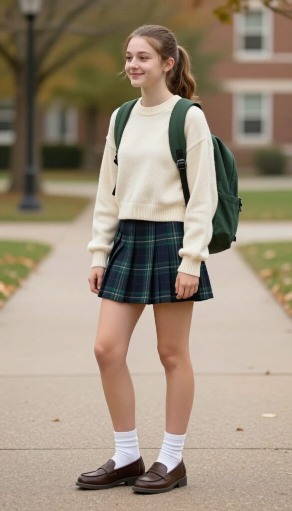 3. Plaid Skirt and a Cropped Sweater