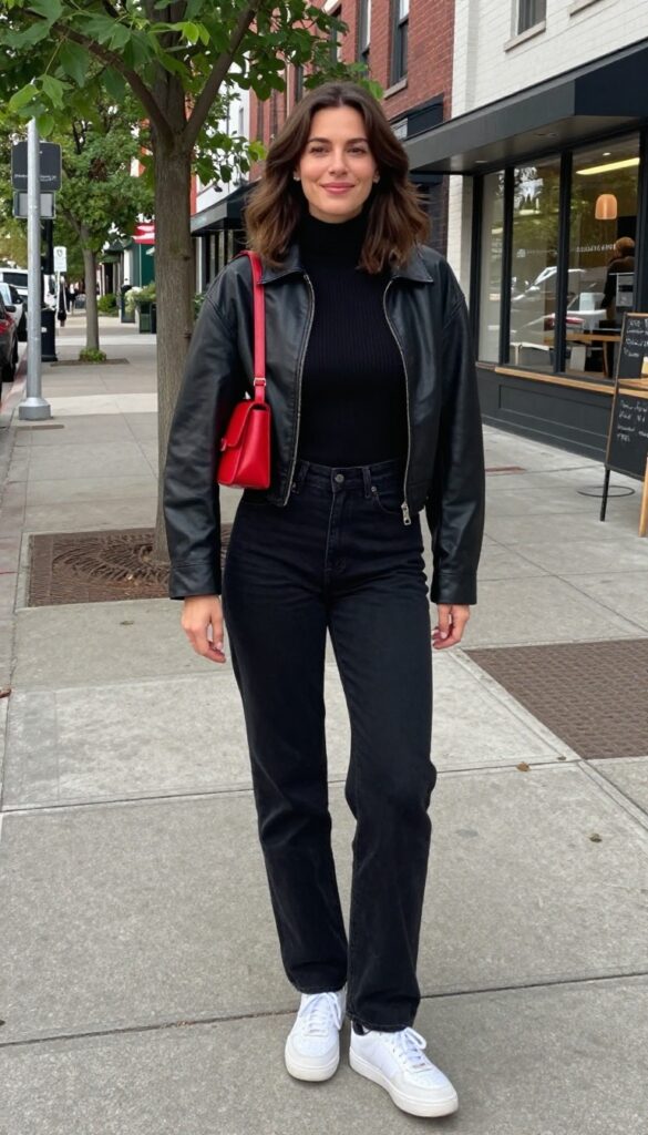 14. The All-Black Everything Look with a Pop of Color