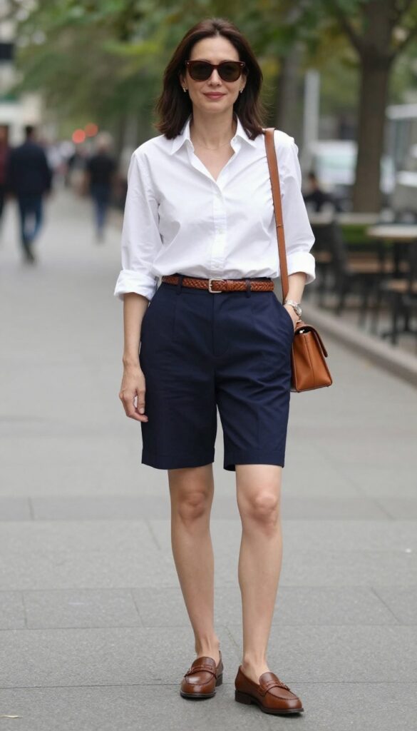 1. Tailored Shorts with a Button-Down and Loafers