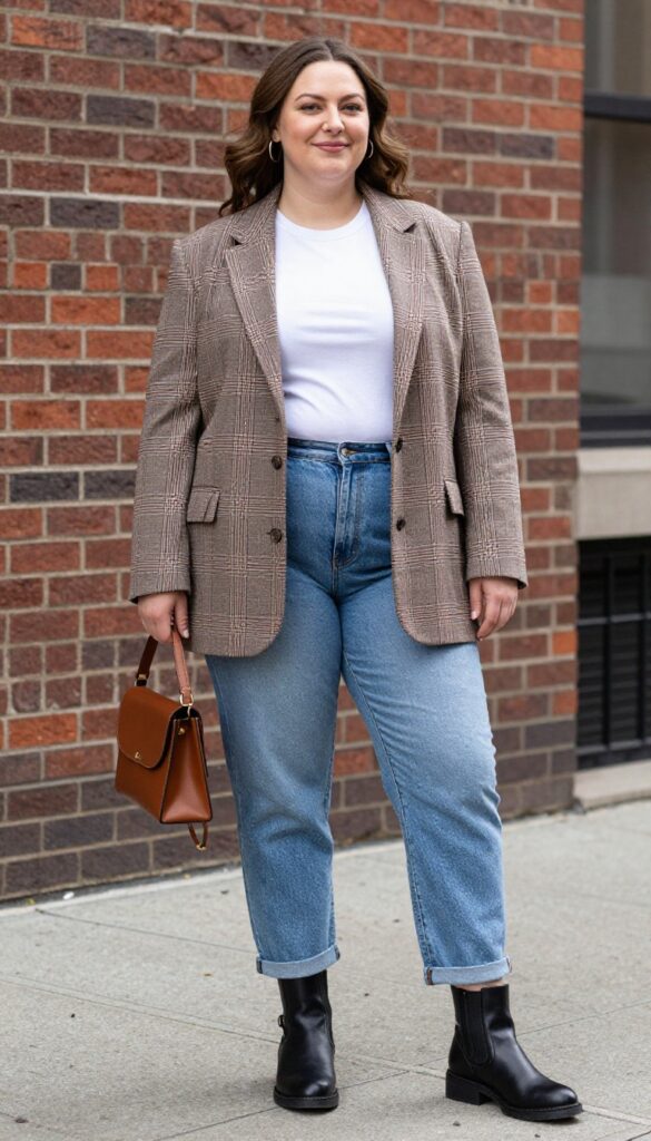 3. Oversized Blazer with Mom Jeans