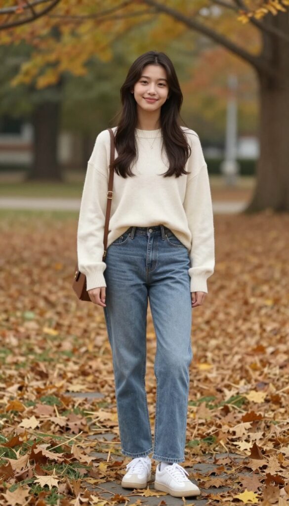 1. Classic Denim and a Cozy Sweater