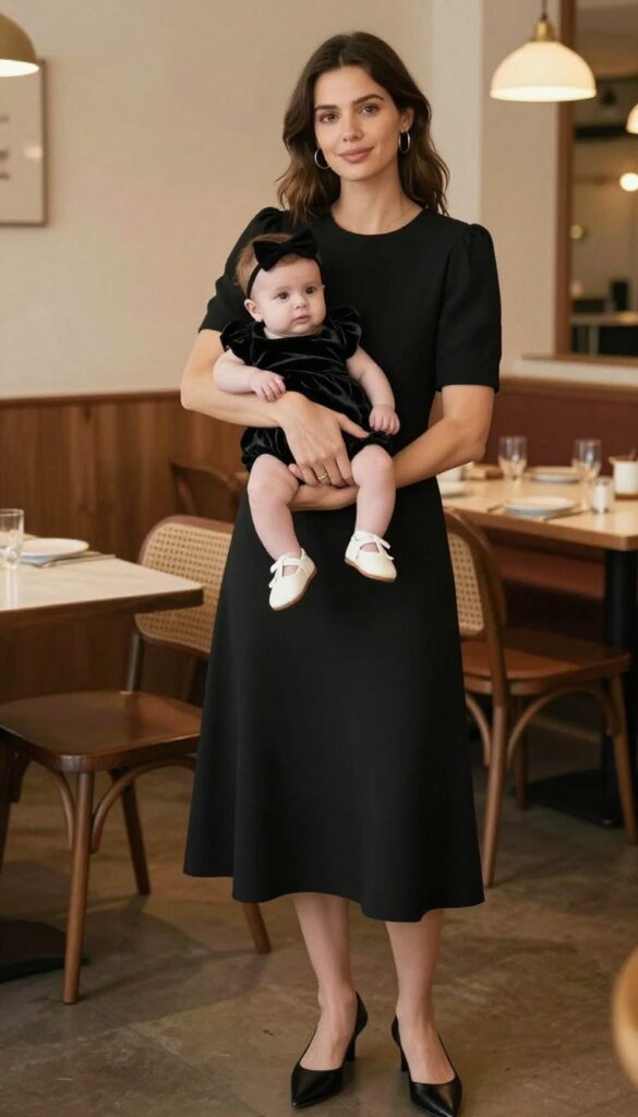 6. Little Black Dress and Baby's Black Outfit
