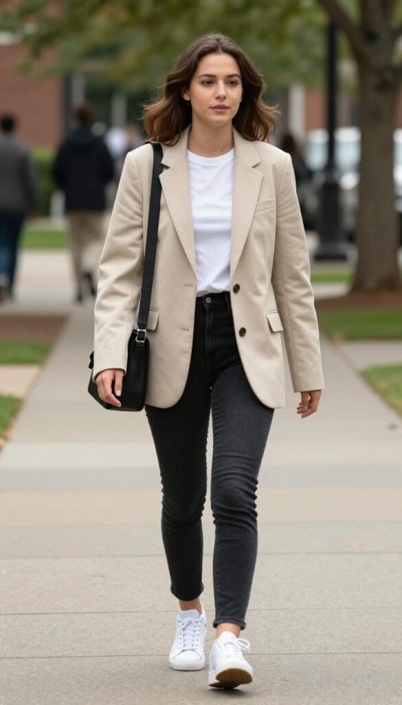 10. Blazer and T-Shirt with Skinny Jeans