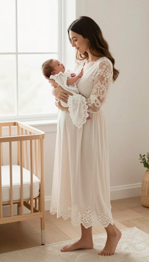 6. Maternity Gown with Lace Details