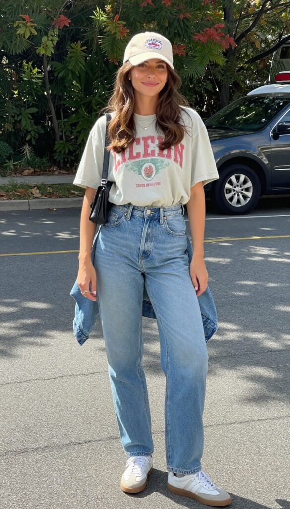 1. Vintage Tee & High-Waisted Jeans
