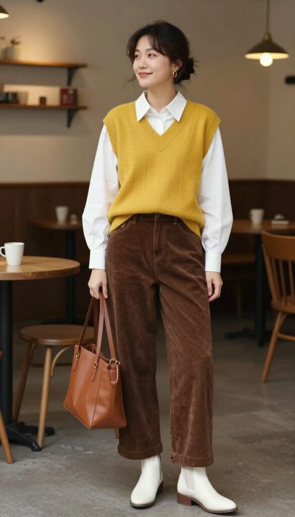 8. Sweater Vest over a Peter Pan Collar Blouse