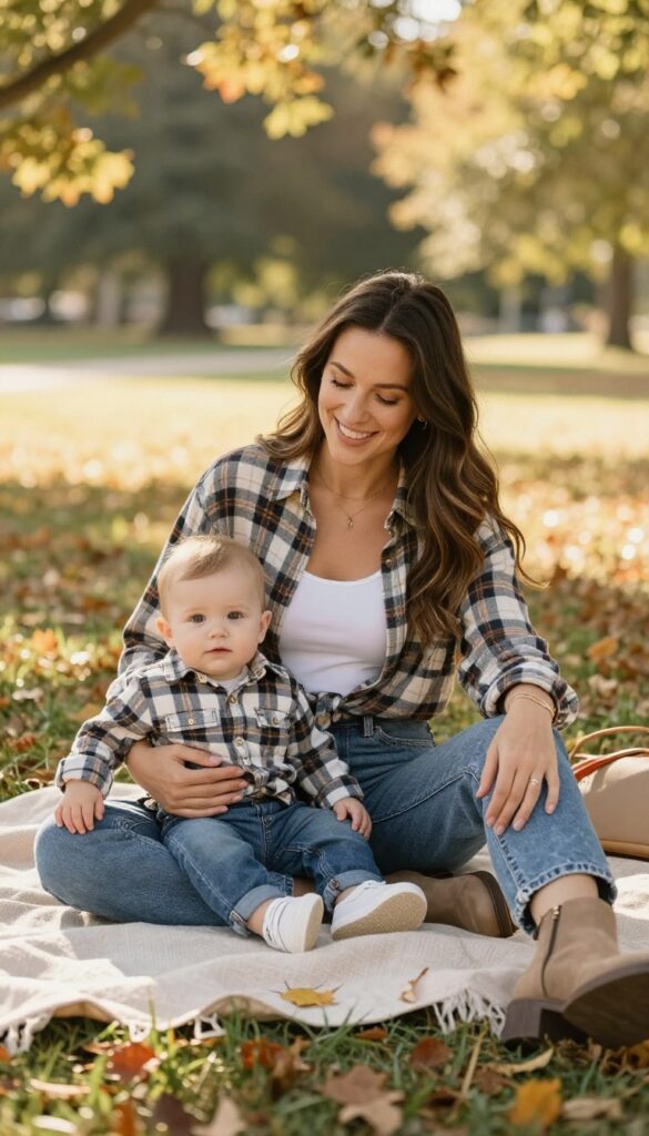 5. Matching Plaid Shirts for a Fall Picnic