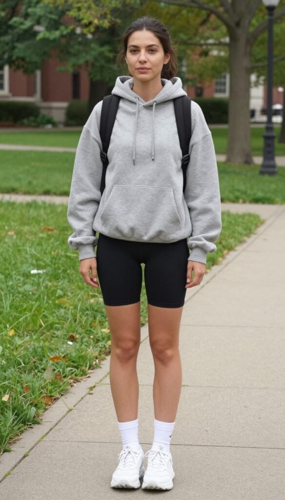 12. Hoodie and Bike Shorts