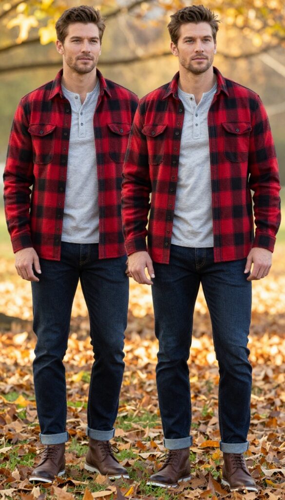 2. The Layered Flannel with Dark Jeans