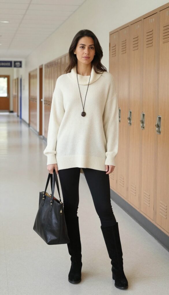 12. Tunic Sweater + Leggings + Tall Boots